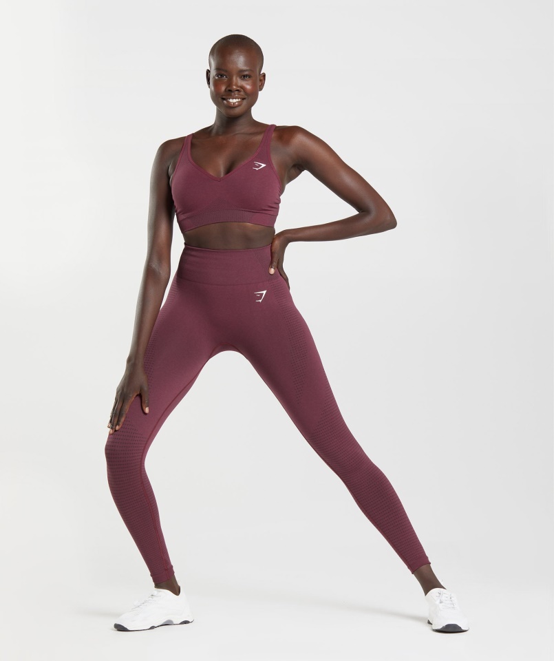 Gymshark Vital Varrat Nélküli 2.0 V Nyakú Sportmelltartó Sült Barna Márga