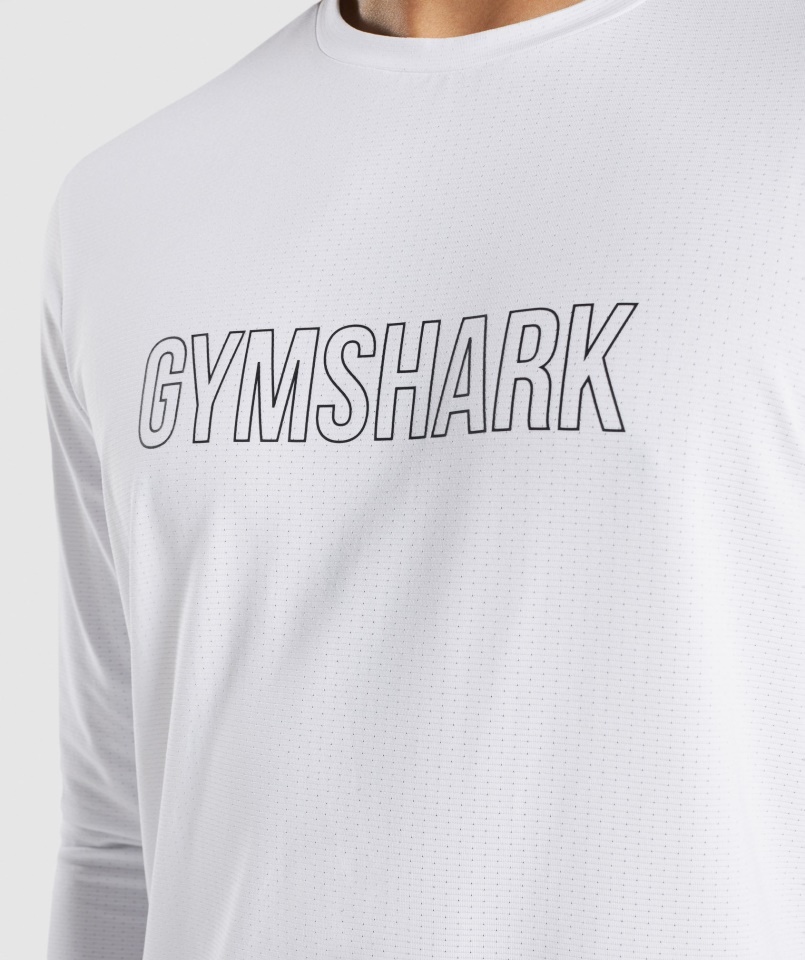 Gymshark White érkezés Grafikus Hosszú Ujjú Póló