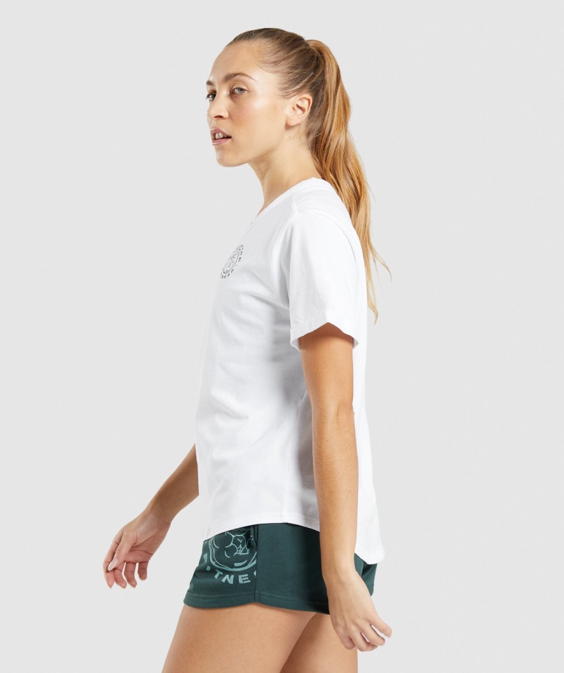 Gymshark Fehér örökölt Grafikus Póló