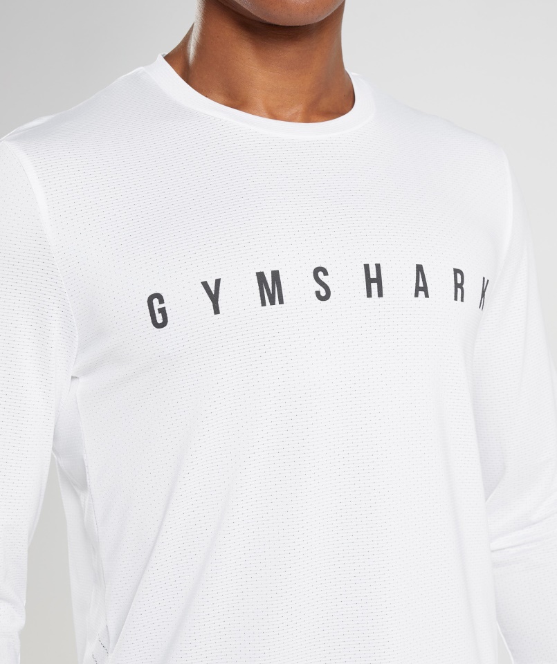 Gymshark Fehér Sportcsíkos Hosszú Ujjú Póló