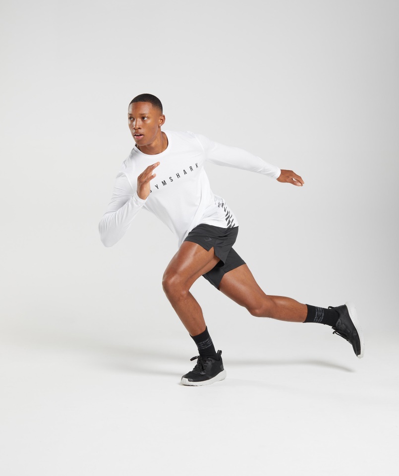 Gymshark Fehér Sportcsíkos Hosszú Ujjú Póló