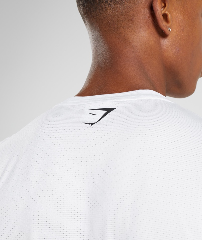 Gymshark Fehér Sportcsíkos Hosszú Ujjú Póló