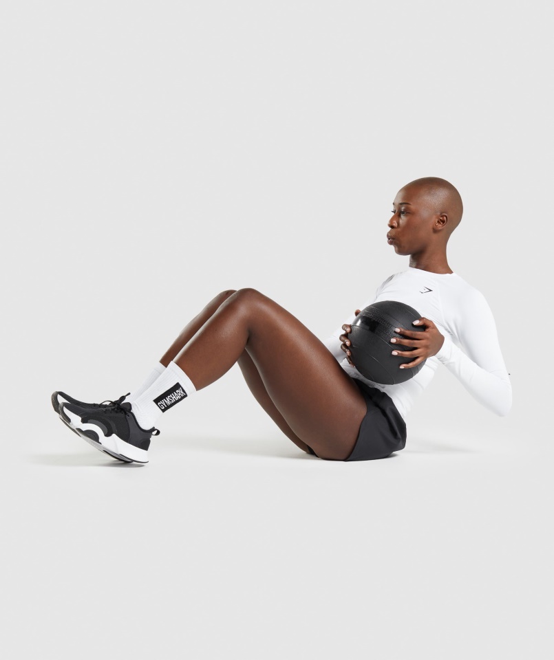 Gymshark Fehér Gyakorló Baselayer Hosszú Ujjú Felső