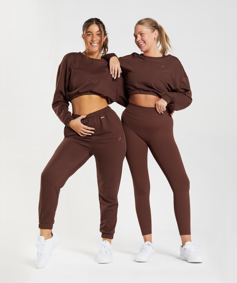 Gymshark Whitney Vágott Pulóver Rekindle Brown