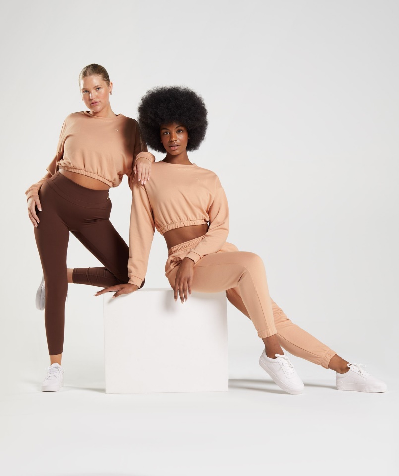 Gymshark Whitney Cropped Pulóver Sunset Bézs