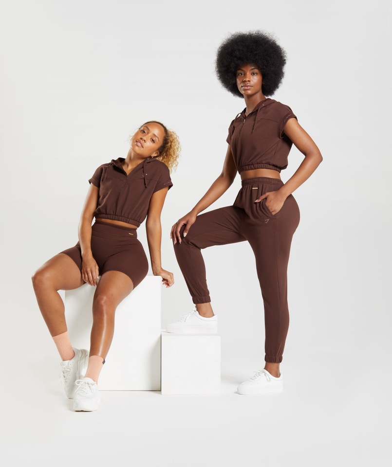 Gymshark Whitney Vágott Ujjatlan Kapucnis Rekindle Barna