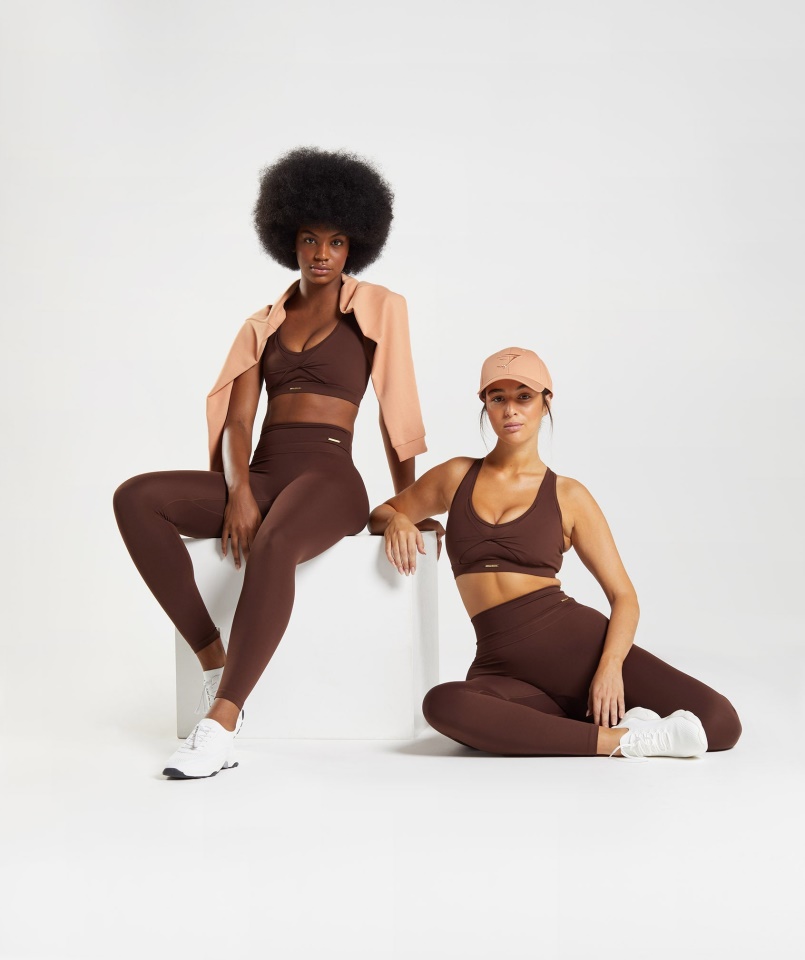 Gymshark Whitney Magas Szárú Leggings Rekindle Brown