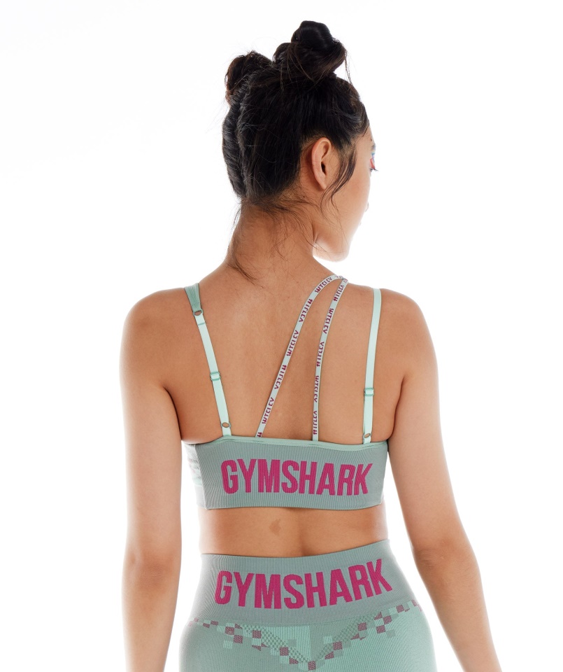 Gymshark Wtflex Cyborg Varrat Nélküli Sportmelltartó Maya Kék-hibiszkusz Rózsaszín-turbókék