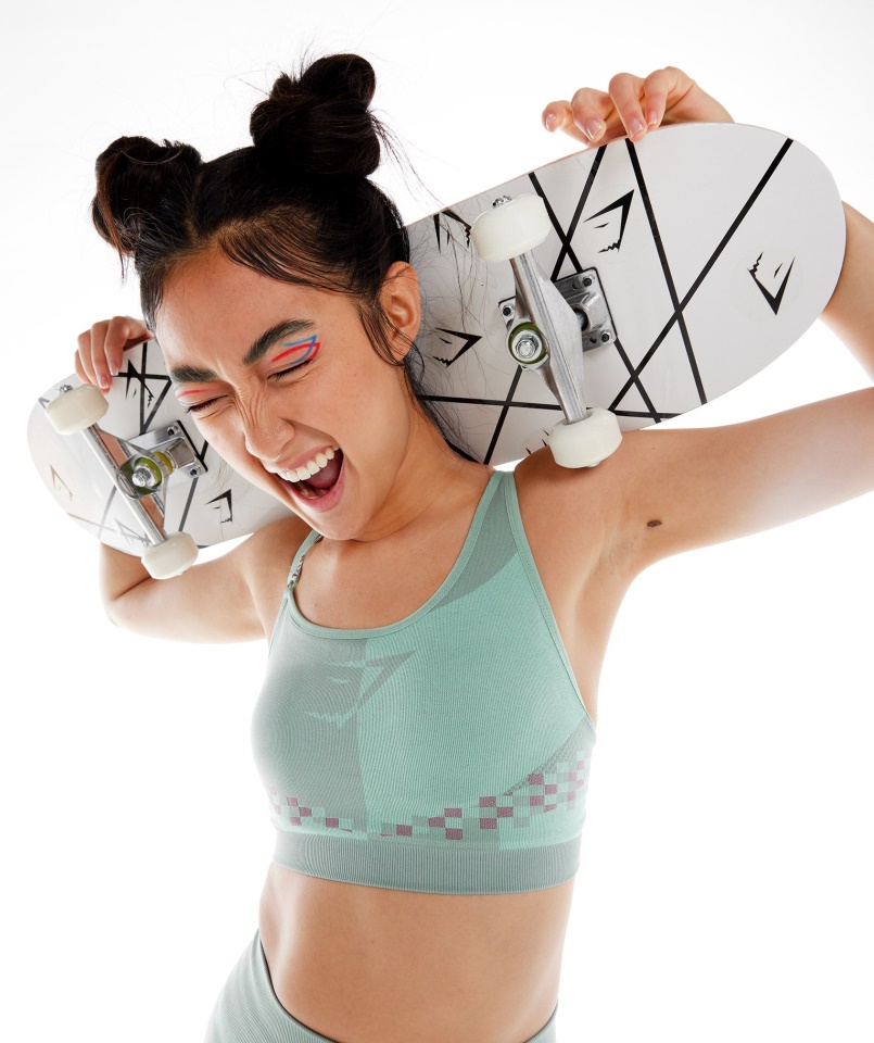 Gymshark Wtflex Cyborg Varrat Nélküli Sportmelltartó Maya Kék-hibiszkusz Rózsaszín-turbókék