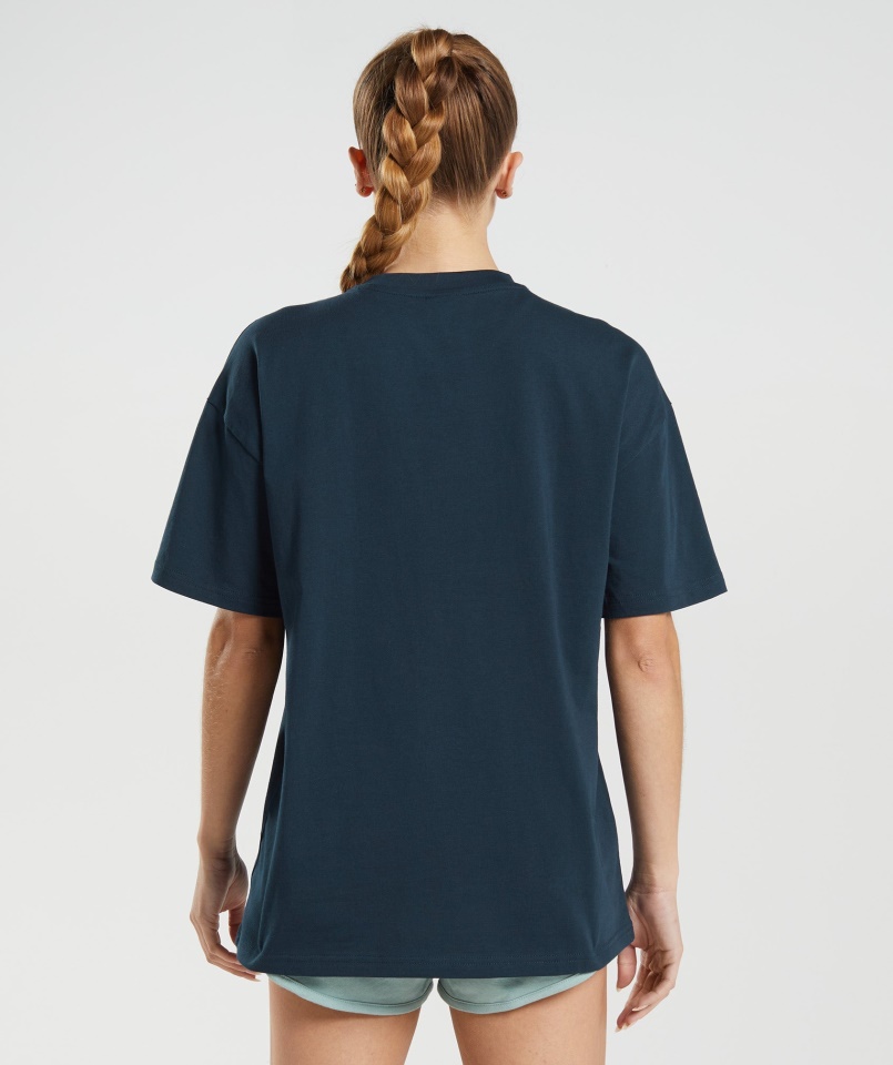 Logó Grafika Túlméretezett Póló Navy Gymshark