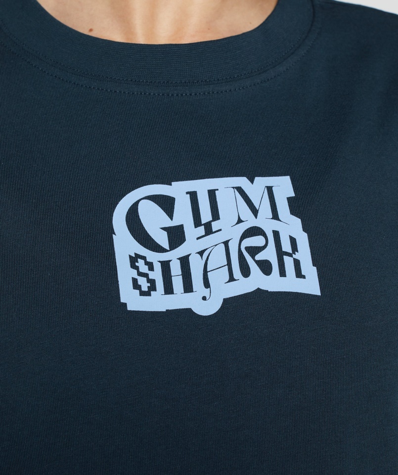 Logó Grafika Túlméretezett Póló Navy Gymshark