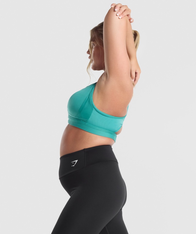 Hálós Nyakkivágású Sportmelltartó Kékeszöld Gymshark