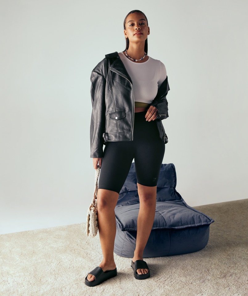 Szünet Zökkenőmentes Kerékpáros Rövidnadrág Fekete Gymshark