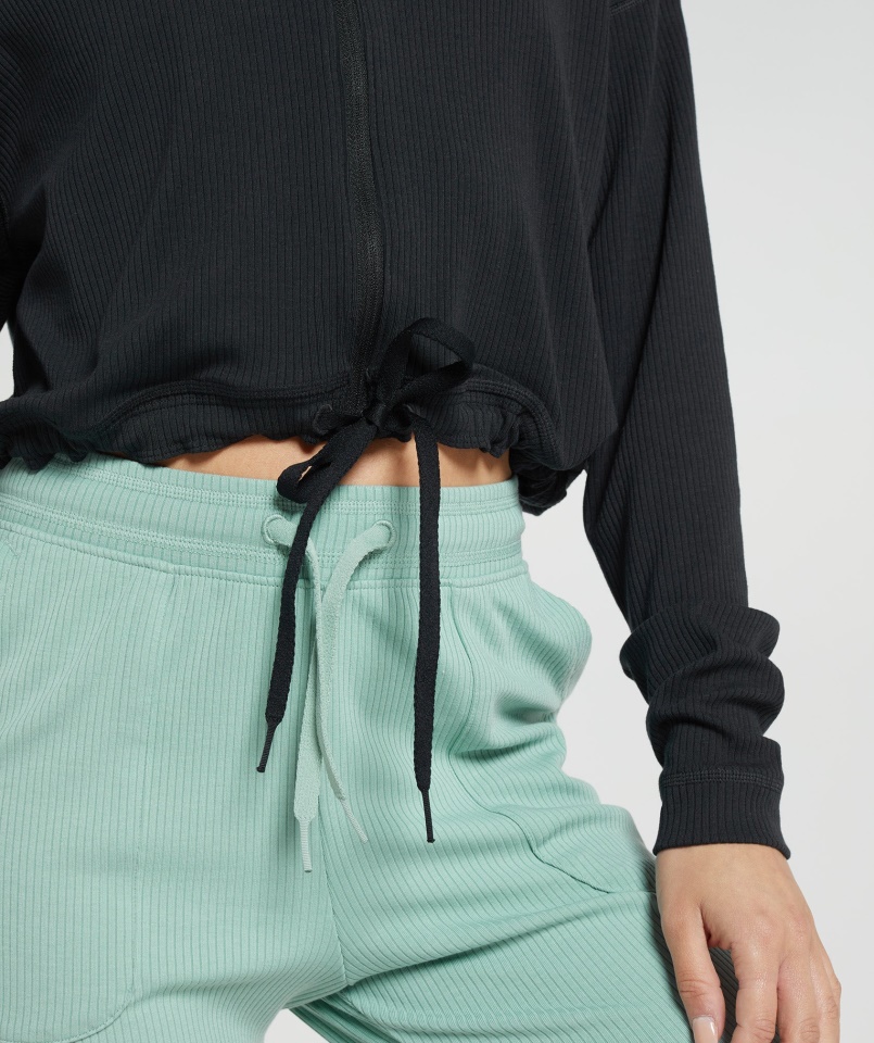 Szünet Cipzáras Kabát Fekete Gymshark