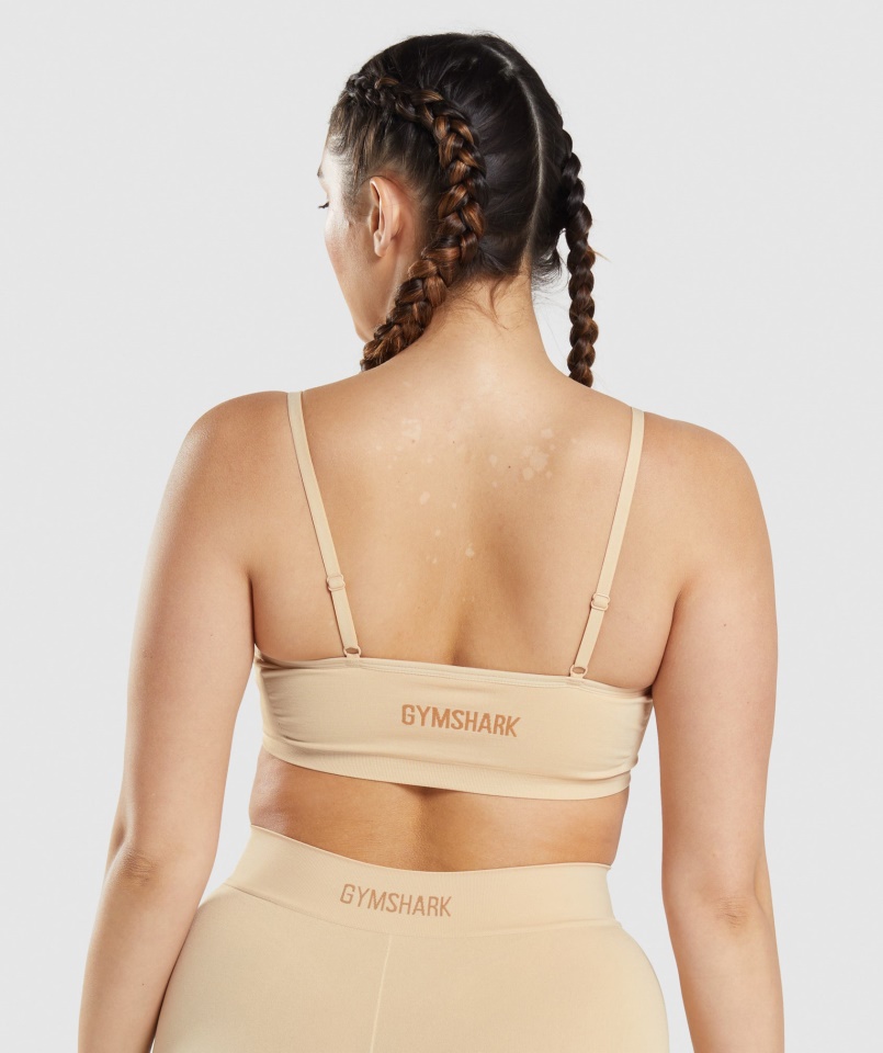 Varrat Nélküli Alacsony Nyakú Bralette Fawn Világosbarna Gymshark