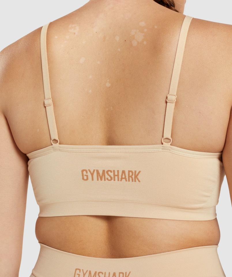 Varrat Nélküli Alacsony Nyakú Bralette Fawn Világosbarna Gymshark