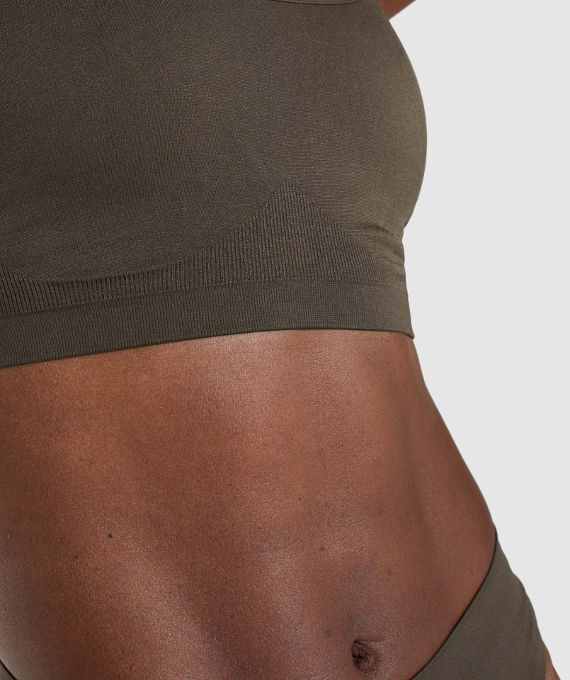 Varrat Nélküli Gombóc Nyakú Bralette Espresso Barna Gymshark