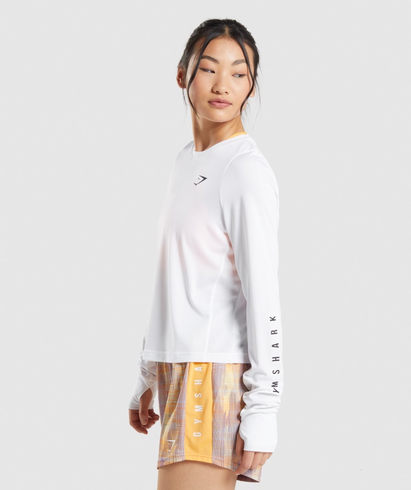 Sport Bő Hosszú Ujjú Póló Fehér Gymshark