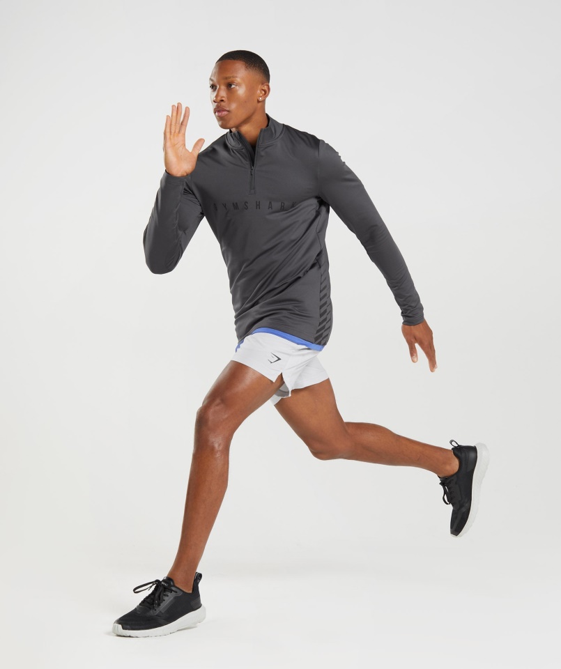 Sportcsíkos 1-4 Cipzáras ónixszürke Gymshark