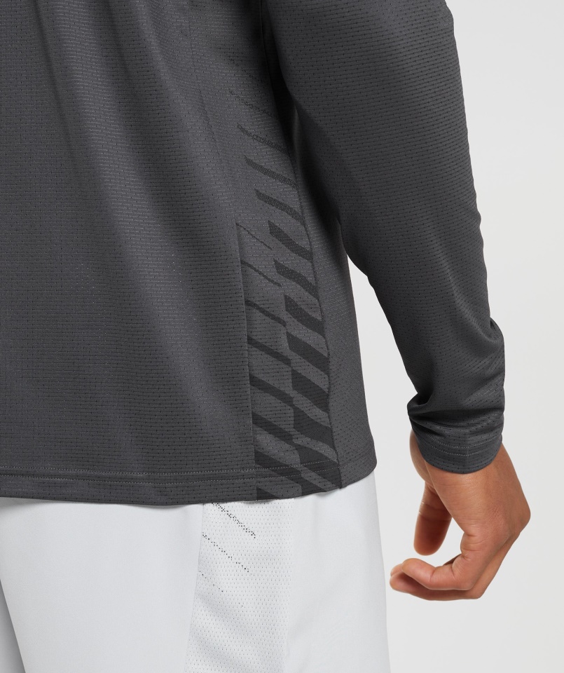 Sportcsíkos Hosszú Ujjú Póló ónixszürke Gymshark