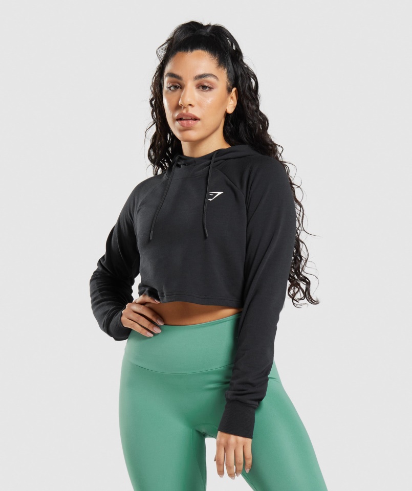 Edzés Vágott Kapucnis Fekete Gymshark