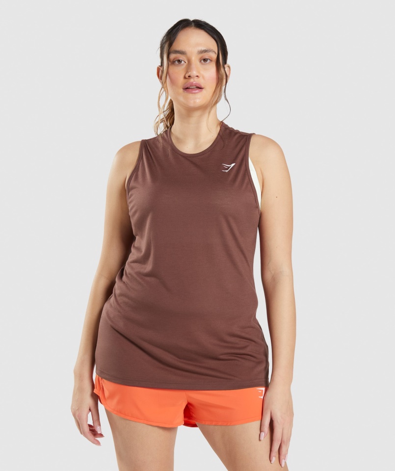 Edzés Leejtő Kar Tank Cseresznyebarna Gymshark