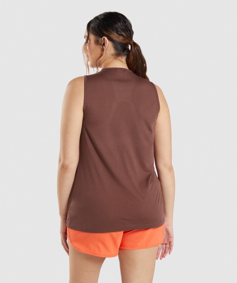 Edzés Leejtő Kar Tank Cseresznyebarna Gymshark