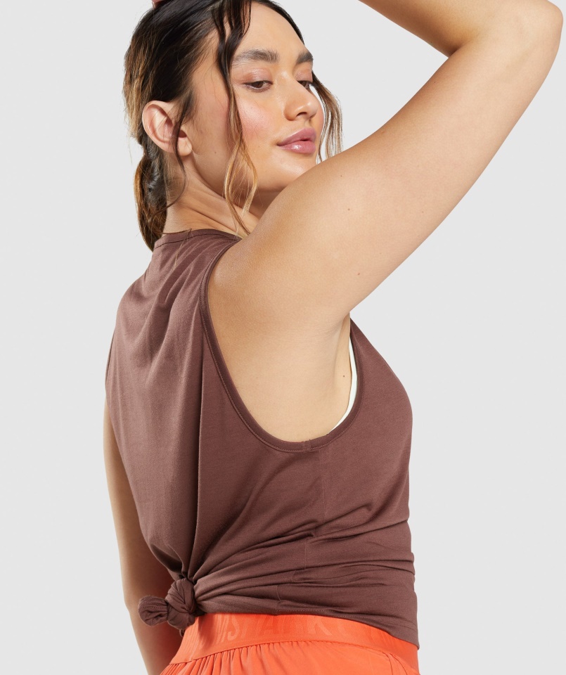 Edzés Leejtő Kar Tank Cseresznyebarna Gymshark