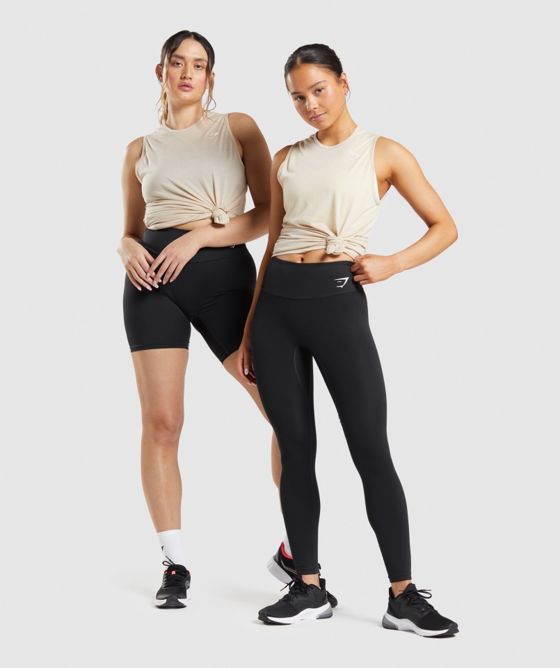 Edzés Leejtő Kar Tank Vanília Barna Gymshark