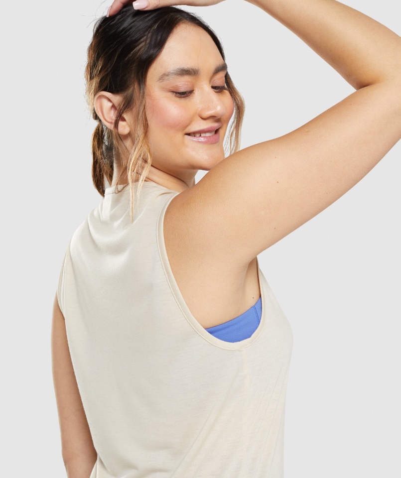 Edzés Leejtő Kar Tank Vanília Barna Gymshark