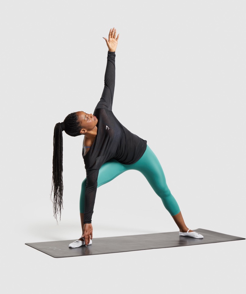 Edzés Túlméretezett Hosszú Ujjú Póló Fekete Gymshark