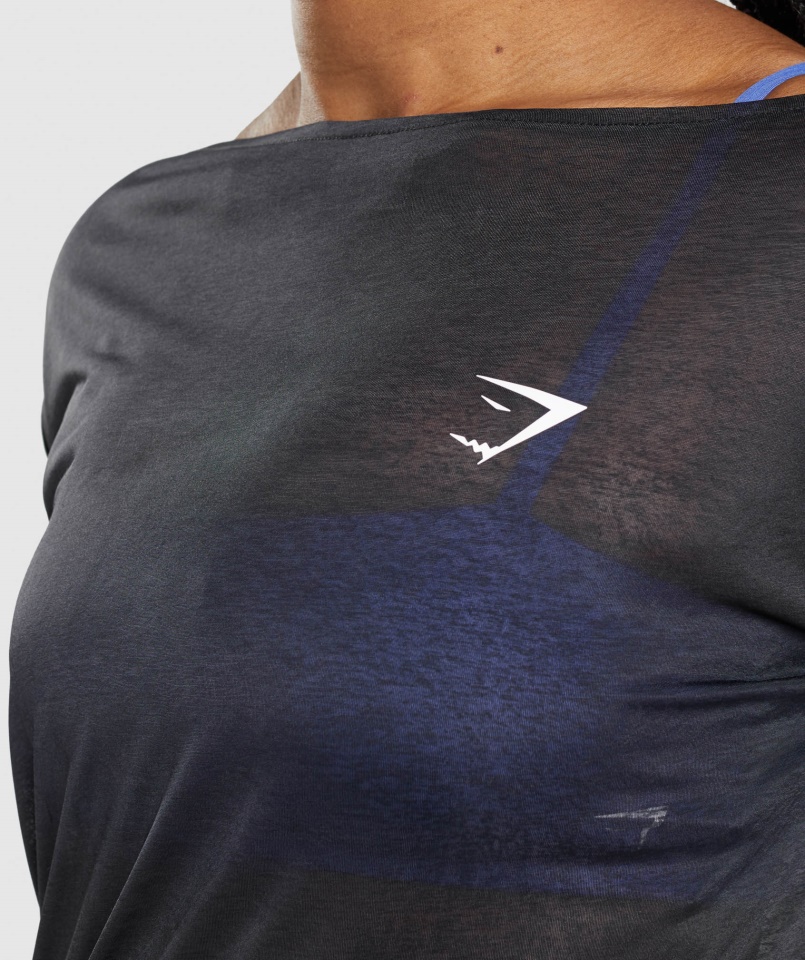 Edzés Túlméretezett Hosszú Ujjú Póló Fekete Gymshark