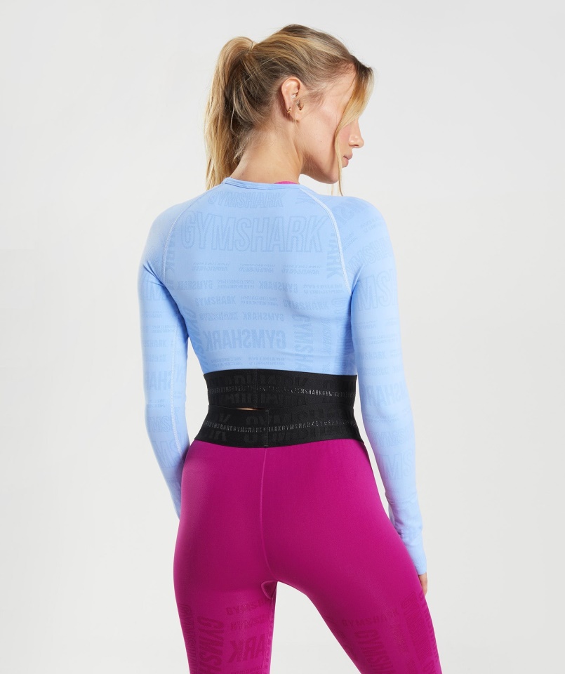 Vision Long Sleeve Crop Top Moonstone Blue Gymshark