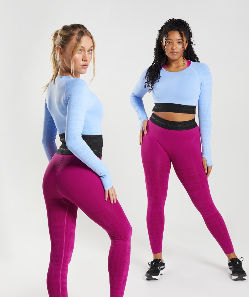Vision Long Sleeve Crop Top Moonstone Blue Gymshark