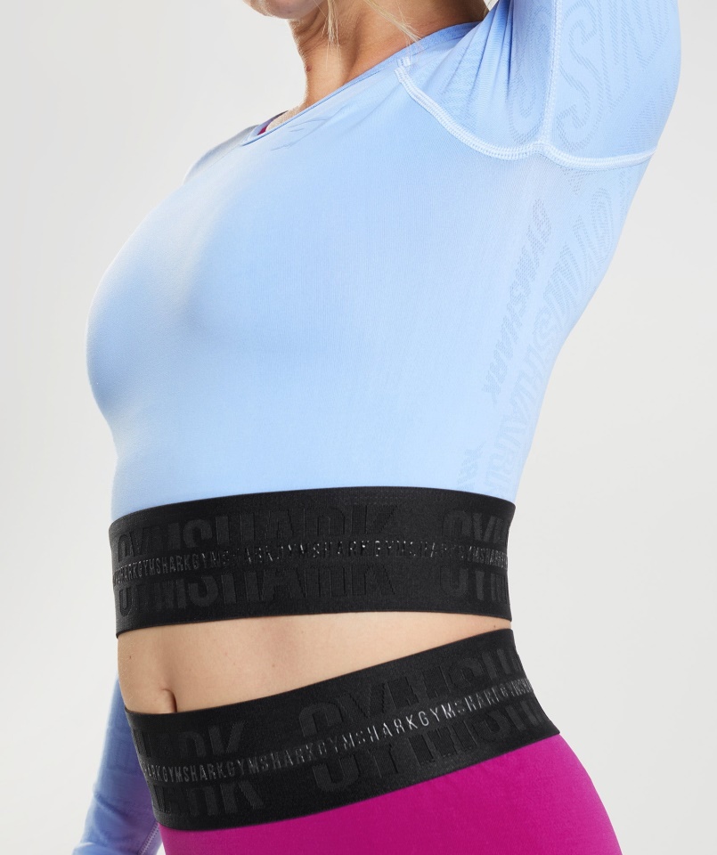 Vision Long Sleeve Crop Top Moonstone Blue Gymshark