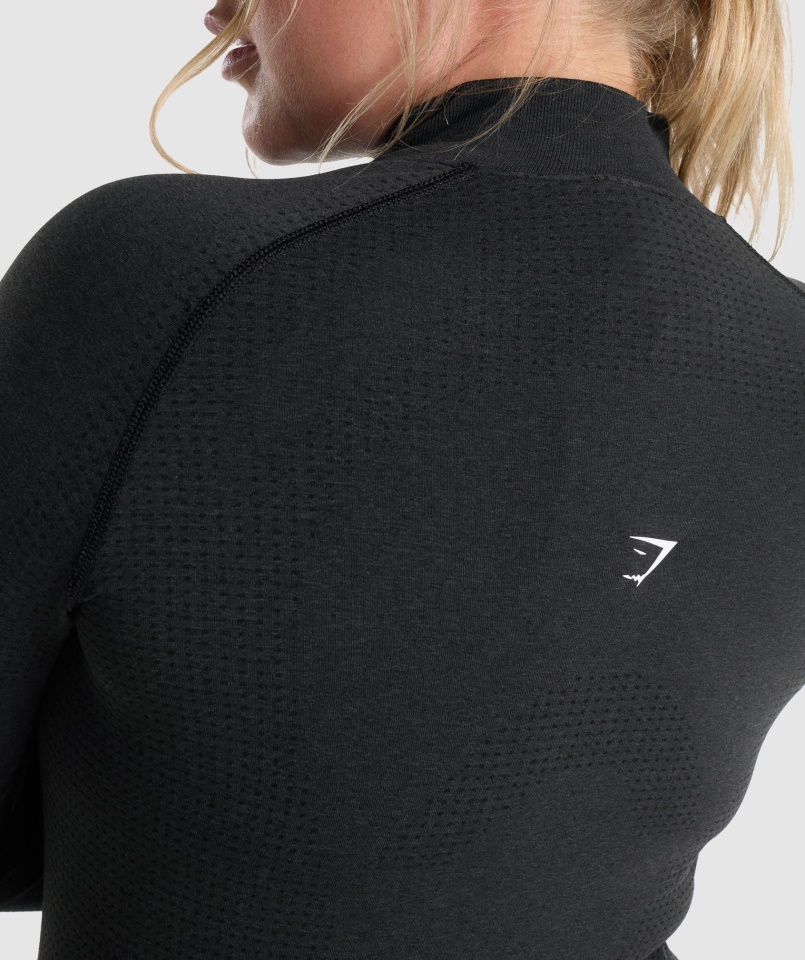 Vital Seamless 2.0 1-2 Cipzáras Pulóver Fekete Márga Gymshark