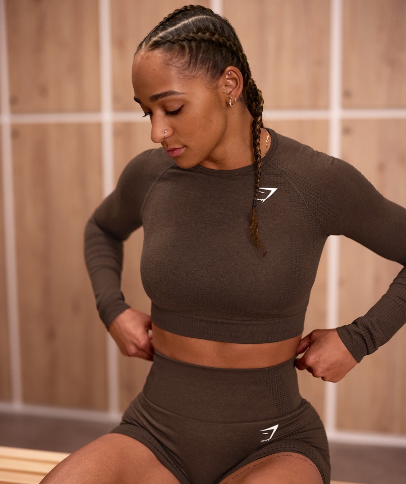 Vital Seamless 2.0 Crop Top Espresso Márga Gymshark