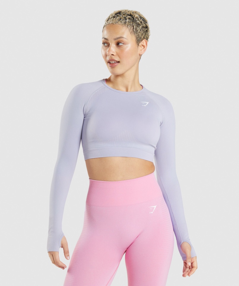Vital Seamless 2.0 Crop Top Moonstone Blue Márga Gymshark
