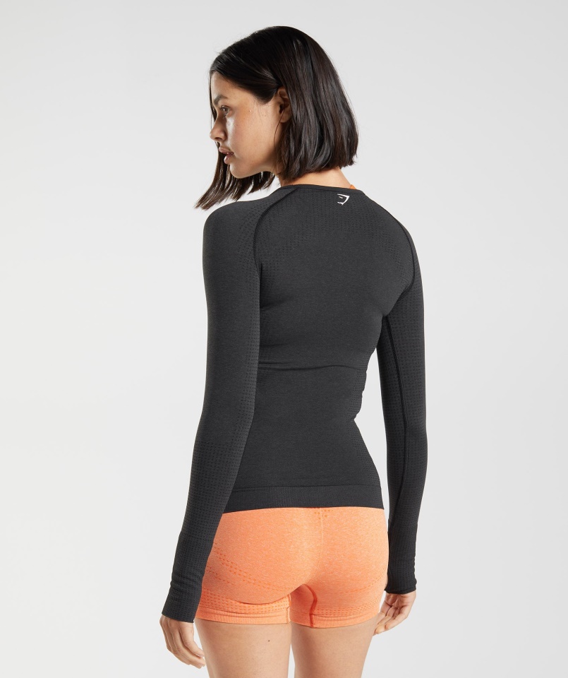 Vital Varrat Nélküli 2.0 Hosszú Ujjú Felső Fekete Márga Gymshark
