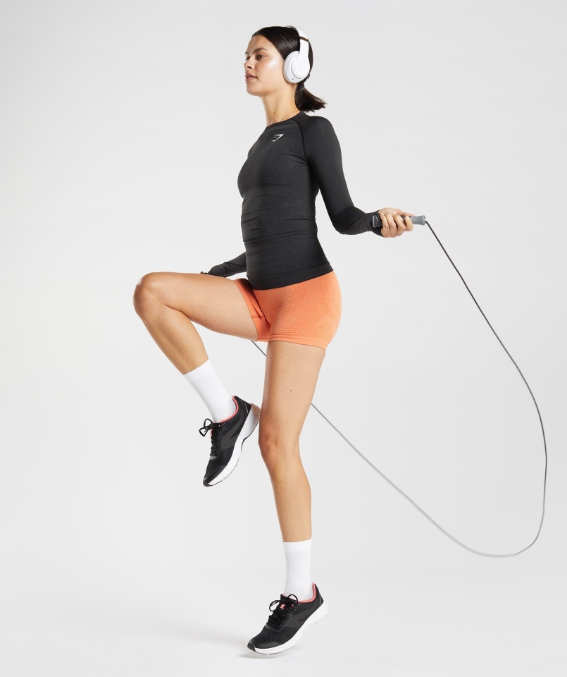 Vital Varrat Nélküli 2.0 Hosszú Ujjú Felső Fekete Márga Gymshark