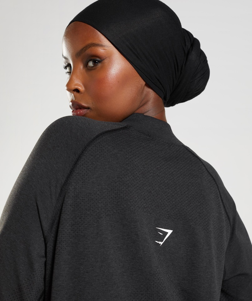 Vital Varrat Nélküli Hosszú Vonal Felső Fekete Márga Gymshark