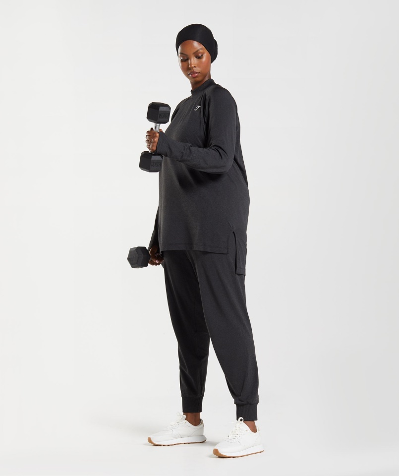 Vital Varrat Nélküli Hosszú Vonal Felső Fekete Márga Gymshark