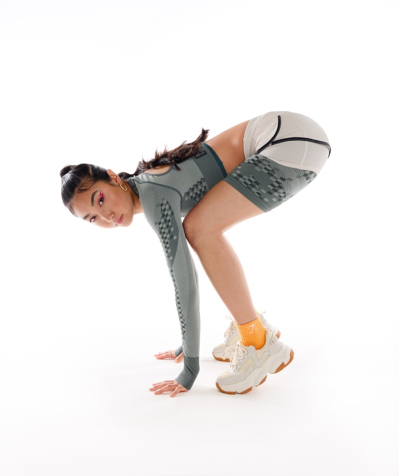 Wtflex Cyborg Varrat Nélküli Hosszú Ujjú Crop Top Faszén Szürke-fekete-világosszürke Tornacápa