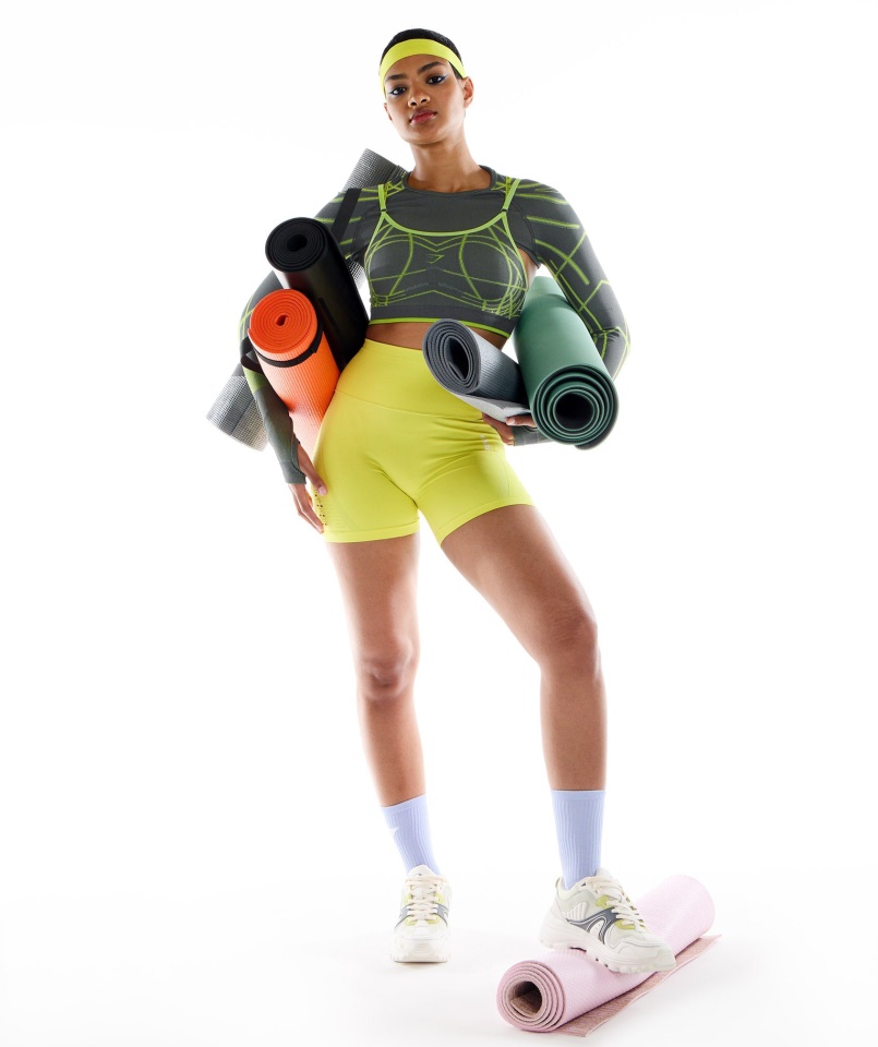 Wtflex Lineáris Varrat Nélküli Sportmelltartó Szénszürke-fluo Zöld-világosszürke Gymshark